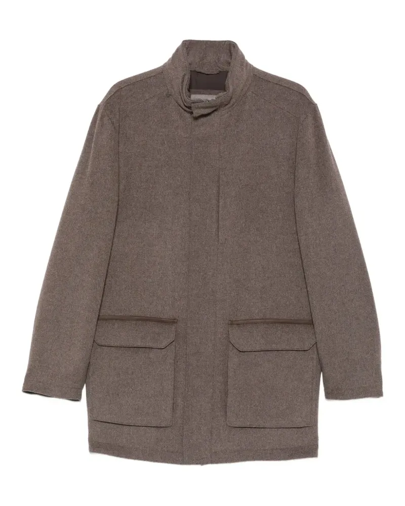 Corneliani Stehkragen-Mantel mit Klappentasche - Braun Braun