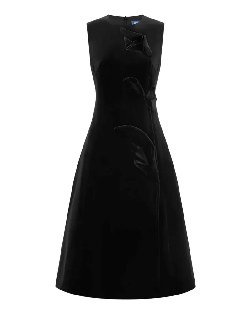 LEO LIN Cleo floral-appliqué midi dress - Schwarz Schwarz
