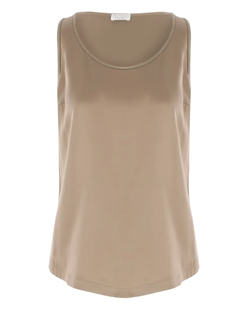 Brunello Cucinelli Oberteil aus Seidensatin - Nude Nude