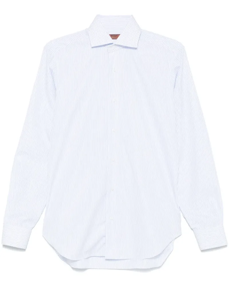 BARBA Gestreiftes Hemd - Weiß Weiß