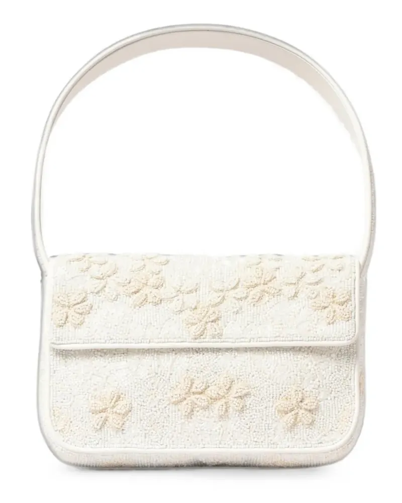 STAUD Tommy hand-beaded floral shoulder bag - Weiß Weiß