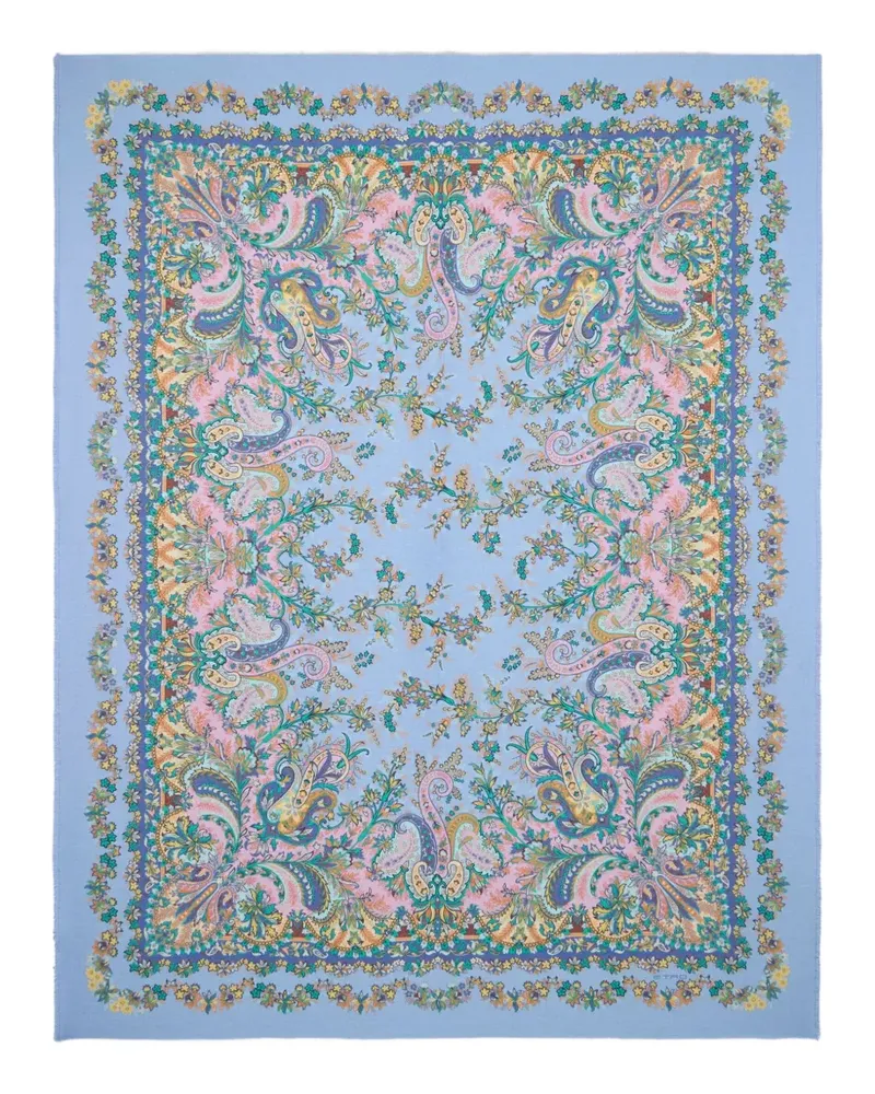 Etro Decke mit Blumen-Print 190cm x 140cm - Blau Blau