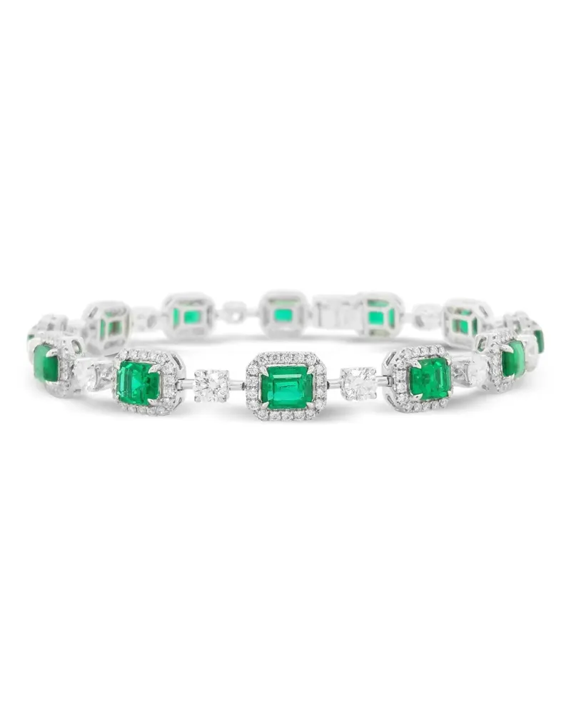 HYT Jewelry 18kt Tennis Weißgoldarmband mit Smaragd - Silber Silber