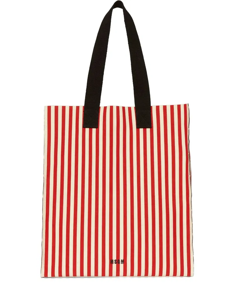 MSGM Gestreifter Shopper - Weiß Weiß