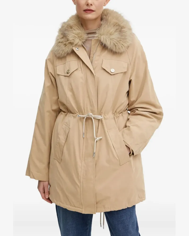 Guess Kordelzug-Jacke mit Kragen aus Faux Fur - Nude Nude