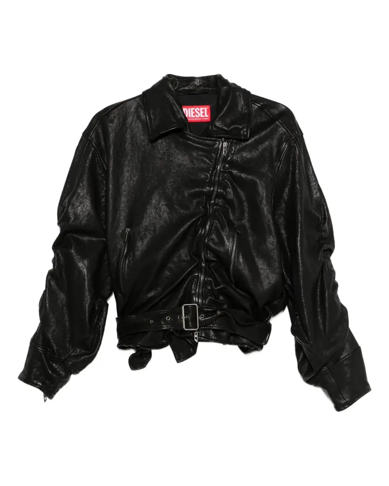 Diesel Asymmetrische Lederjacke - Schwarz Schwarz