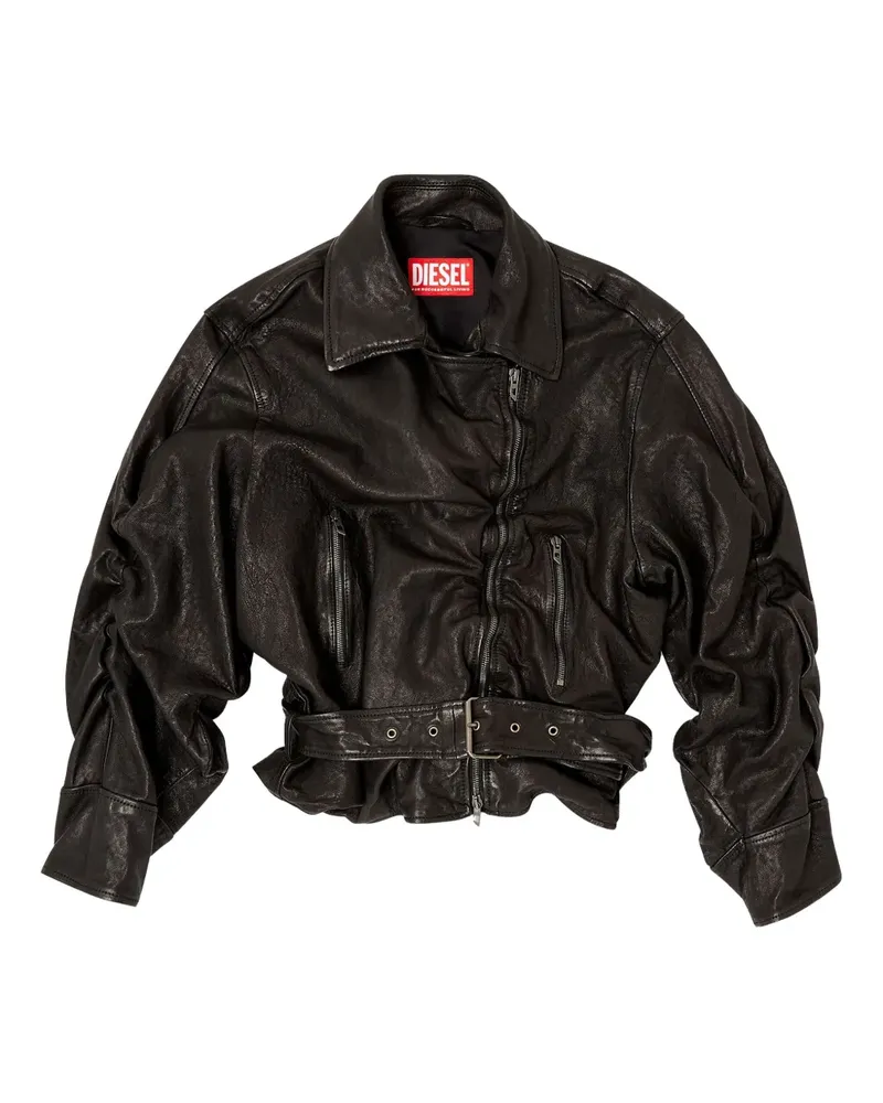 Diesel Asymmetrische Lederjacke - Schwarz Schwarz