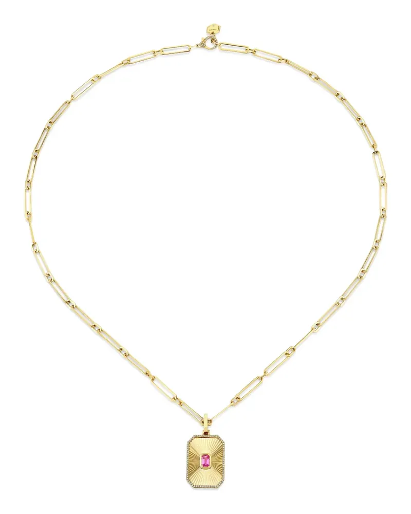 SHAY 18kt Deco Pendant Gelbgoldhalskette mit pinkem Saphir Gold
