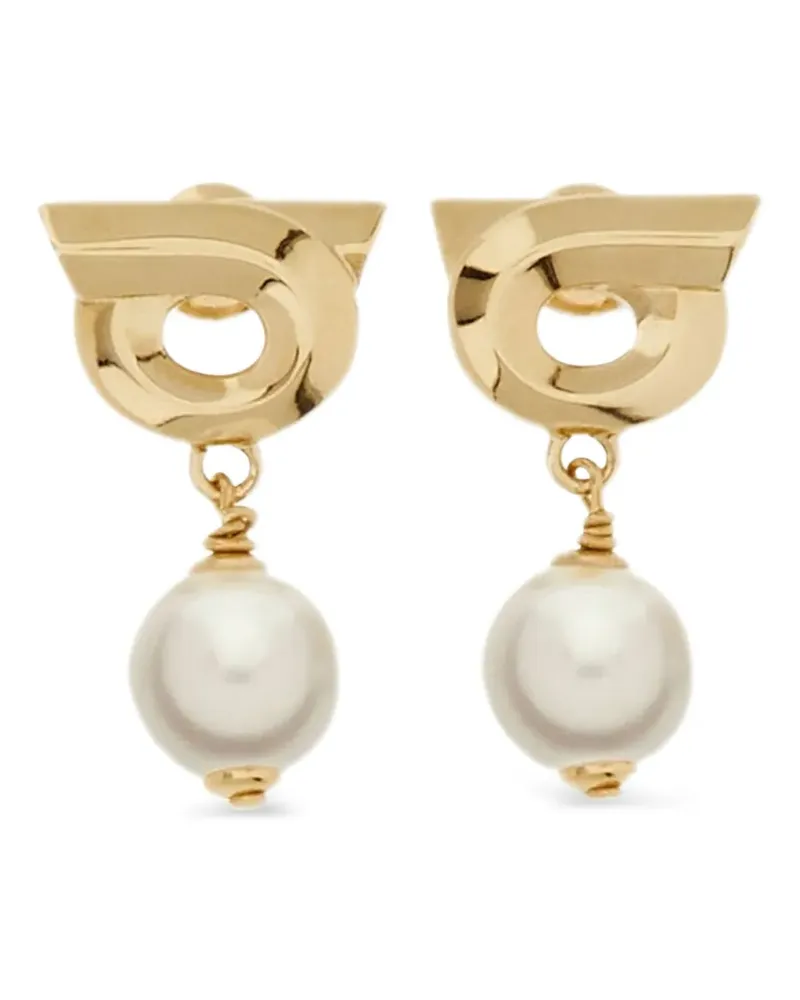 Ferragamo Gancini Ohrringe mit Kunstperlen - Gold Gold