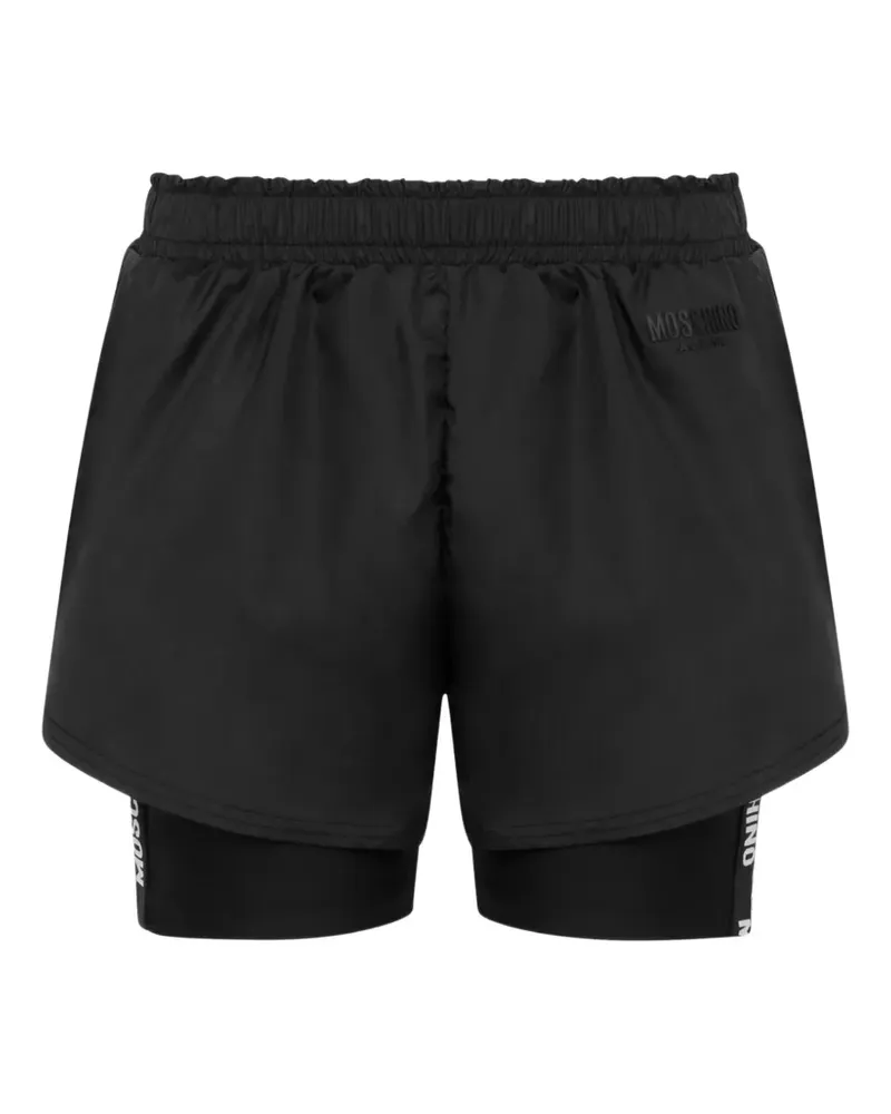 Moschino logo-print layered shorts - Schwarz Schwarz