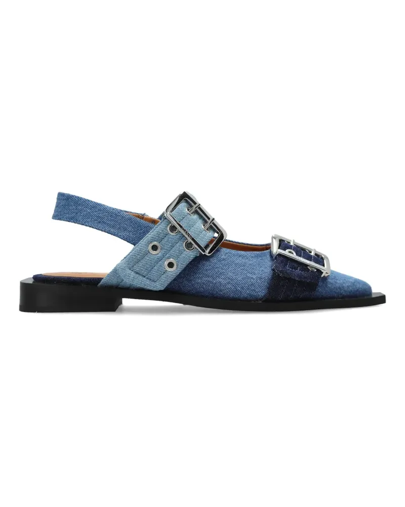 Ganni buckled denim ballet flats - Blau Blau
