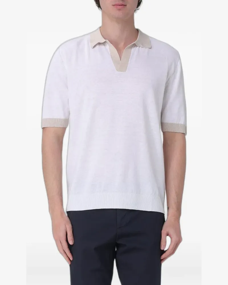 Eleventy contrast-collar knitted polo shirt - Weiß Weiß
