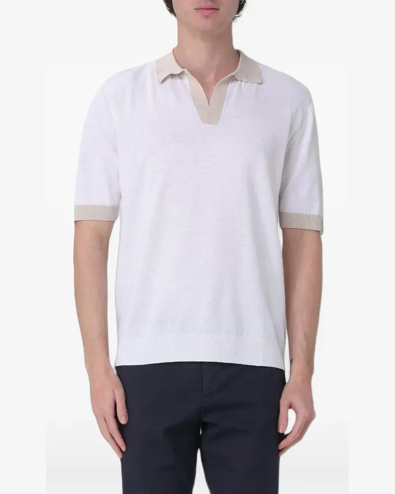 Eleventy contrast-collar knitted polo shirt - Weiß Weiß