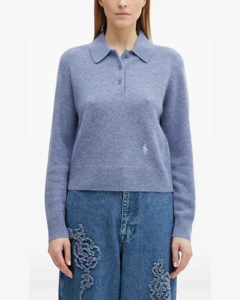 SPORTY & RICH buttoned logo polo top - Blau Blau