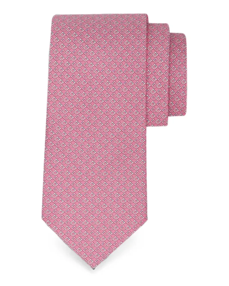 Ferragamo Gancini Square print silk tie - Rosa Rosa