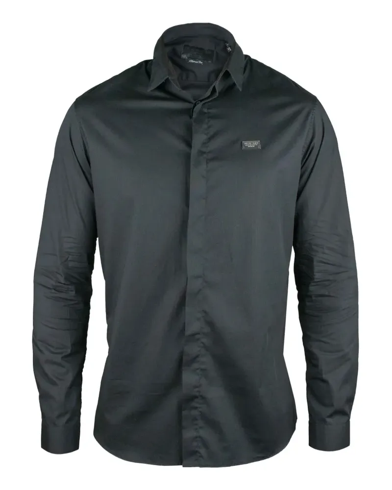 Philipp Plein Iconic Hemd mit Metall-Patch - Schwarz Schwarz