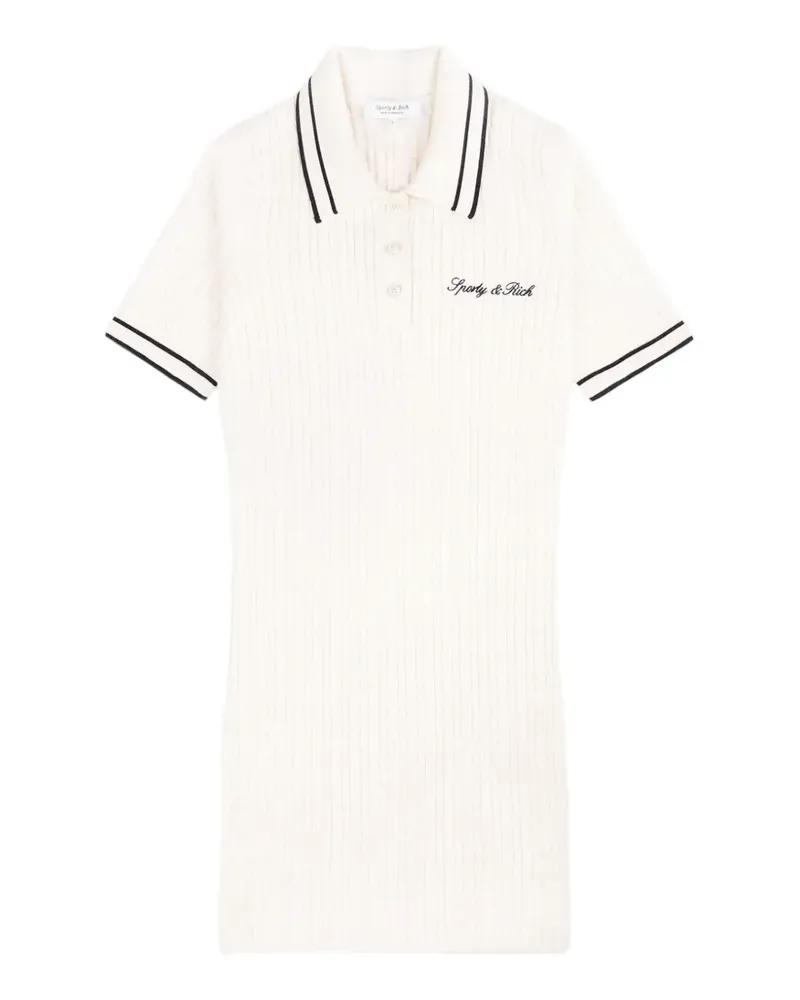 SPORTY & RICH cable-knit polo-collar mini dress - Nude Nude