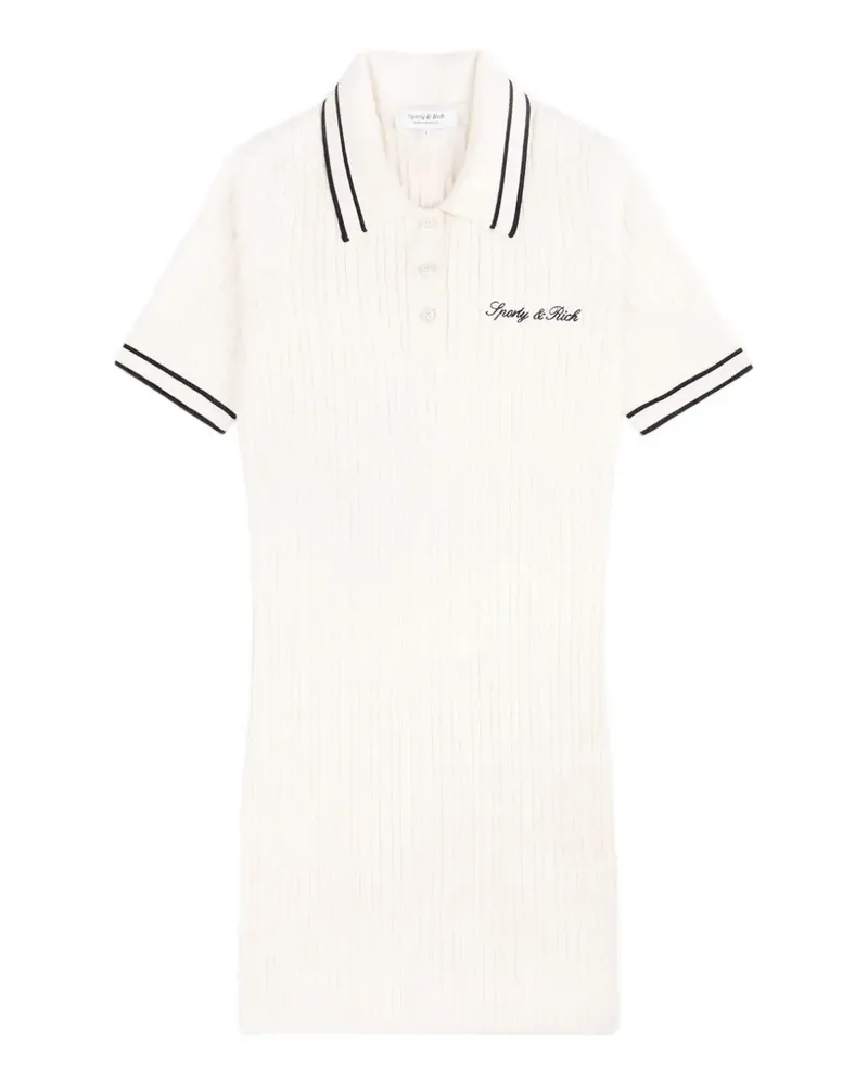 SPORTY & RICH cable-knit polo-collar mini dress - Nude Nude