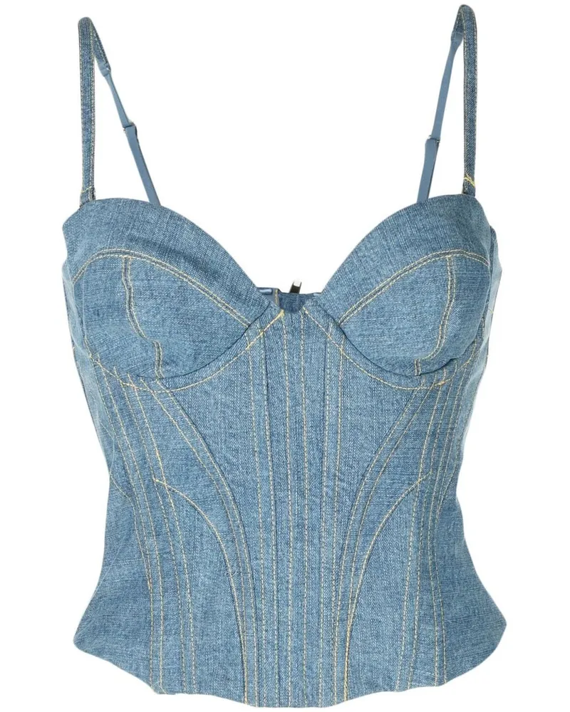 Fleur Du Mal Bustier mit Kontrastnähten Blau