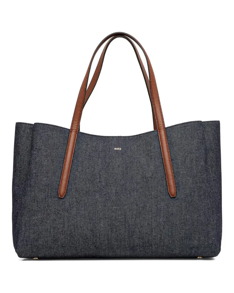 HUGO BOSS Jeans-Tote Bag mit Lederbesatz - Blau Blau