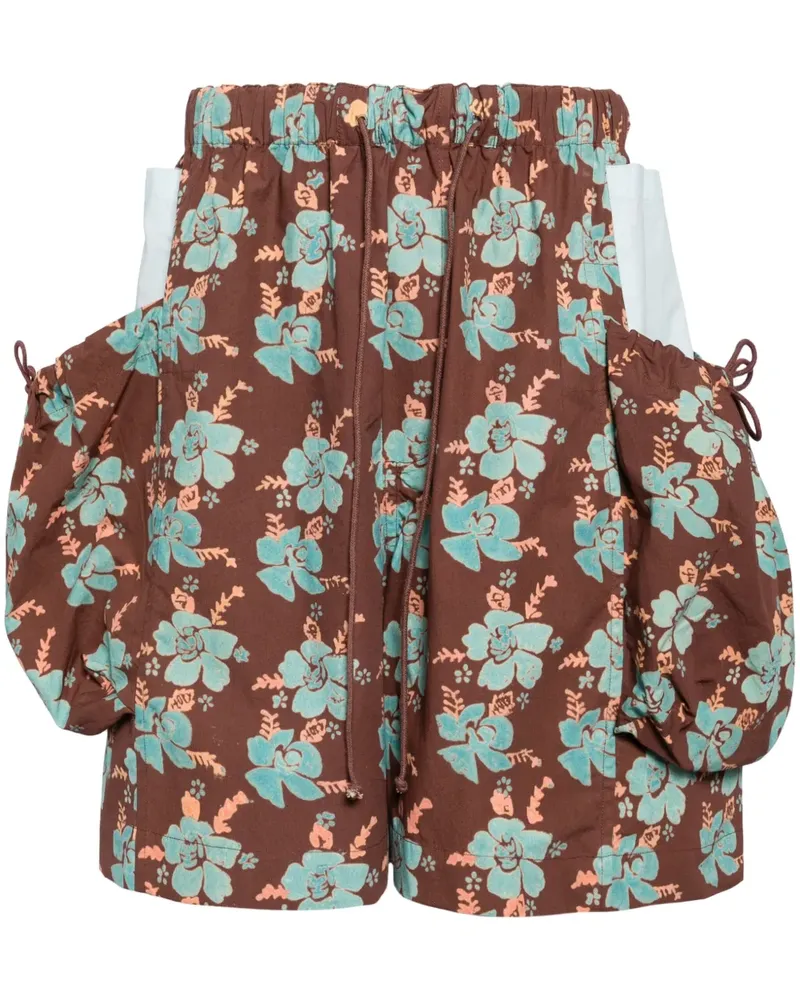 STORY mfg. Bio-Baumwoll-Shorts mit Blumen-Print - Braun Braun