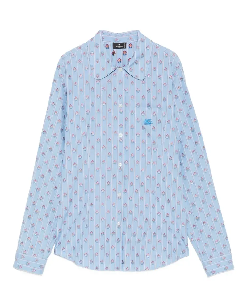 Etro floral-print striped shirt - Blau Blau