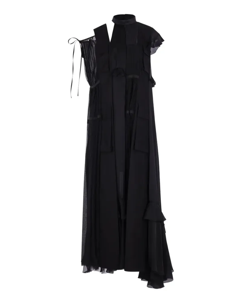 Sacai ruffled asymmetric dress - Schwarz Schwarz