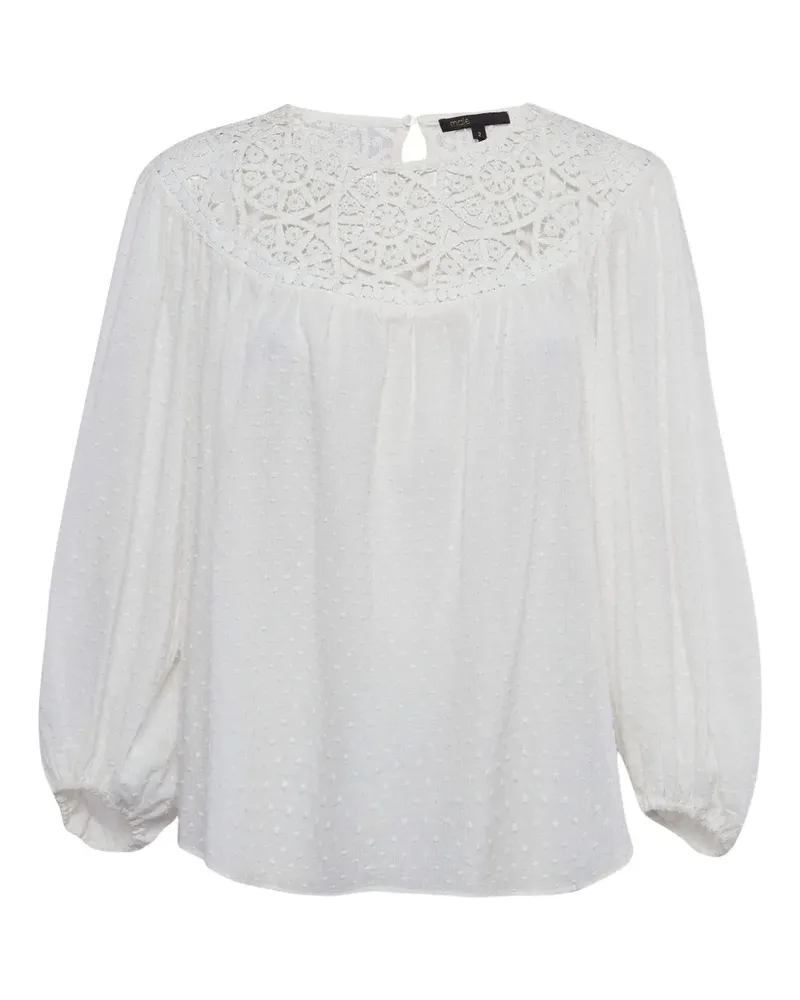 Maje Bluse mit Spitze - Weiß Weiß