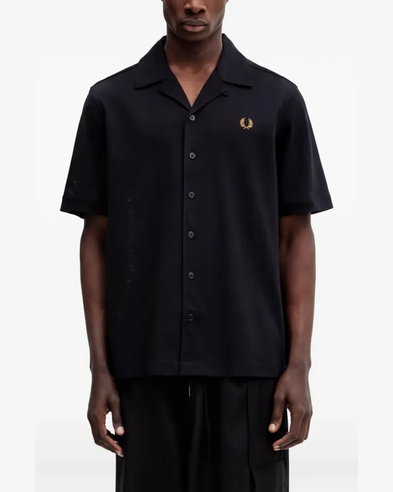 Fred Perry Kurzärmeliges Hemd - Schwarz Schwarz