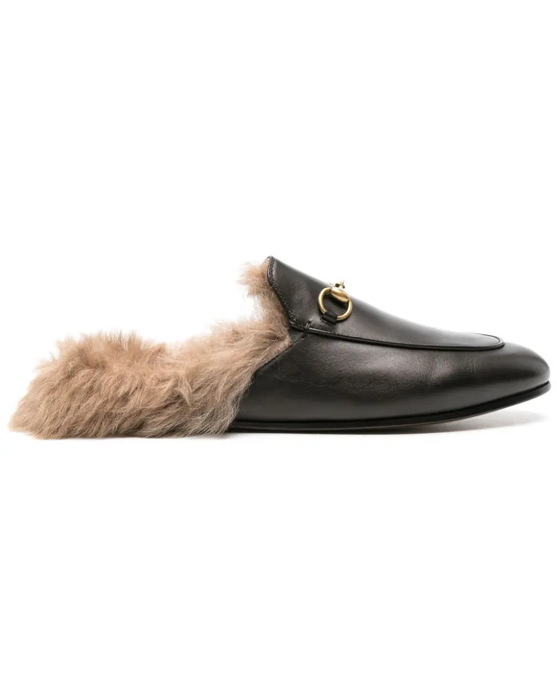 Gucci Princetown Mules mit Shearling - Schwarz Schwarz