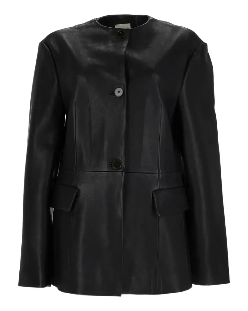 ALYSI button-fastening leather jacket - Schwarz Schwarz