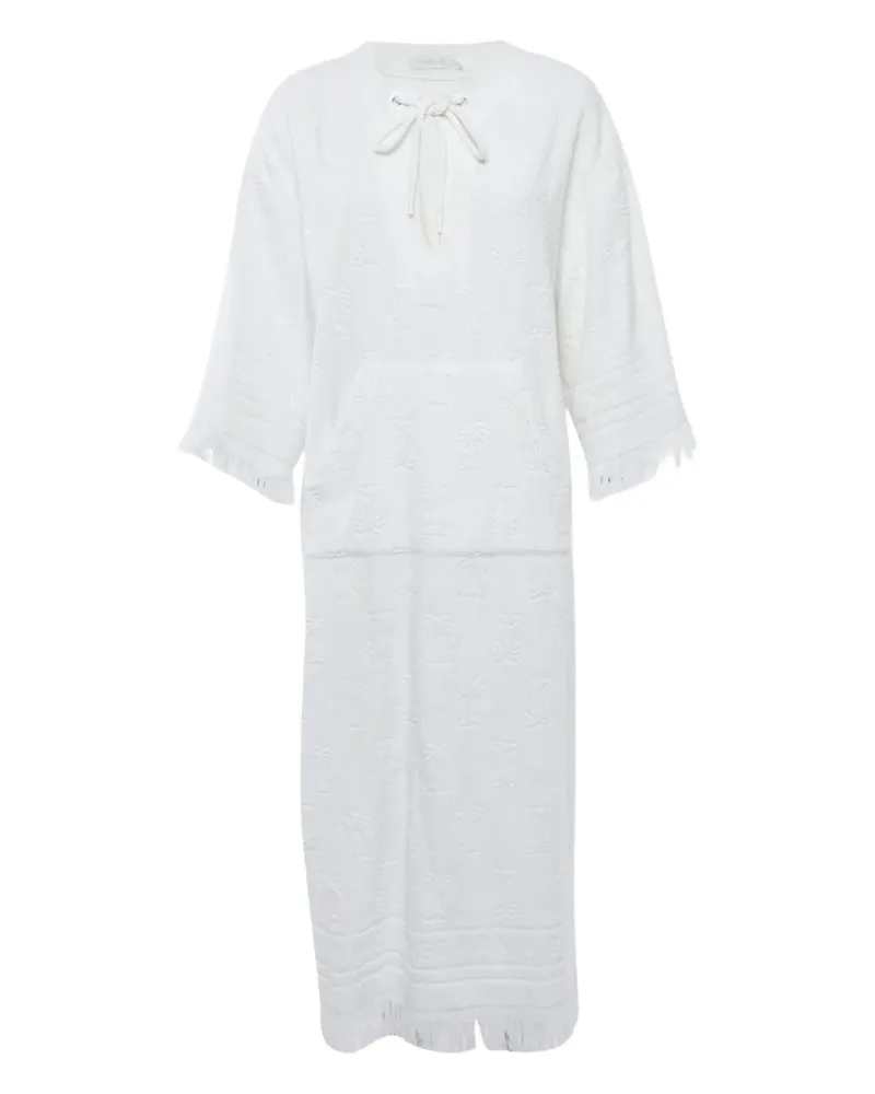 Zimmermann Fransen-Maxikleid mit Palmen - Weiß Weiß