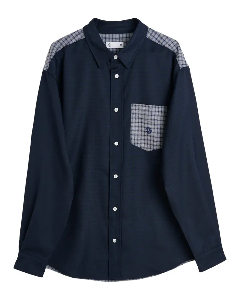 Danner Kariertes Hemd mit Schlitz - Blau Blau