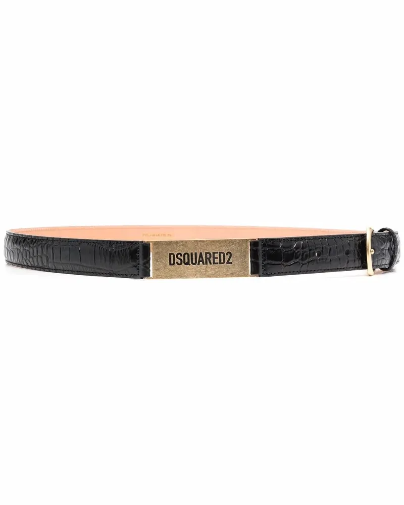 Dsquared2 Gürtel mit Kroko-Effekt - Schwarz Schwarz