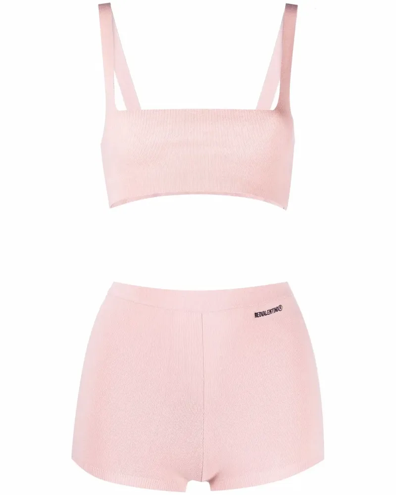RED Valentino Set aus gestricktem Cropped-Top und Shorts - Rosa Rosa