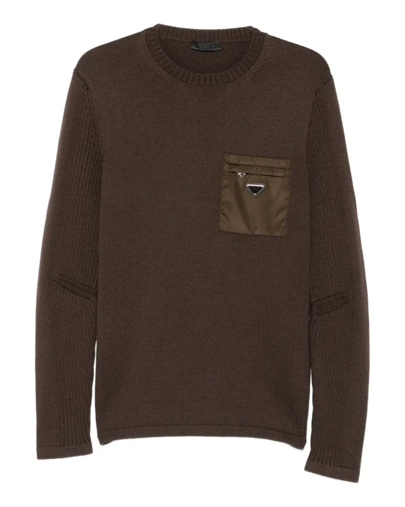Prada logo-patch chest-pocket sweater - Braun Braun