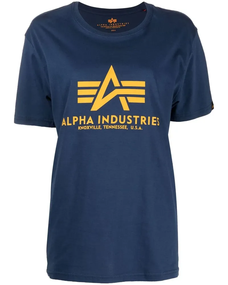 Alpha Industries T-Shirt mit Logo-Print - Blau Blau