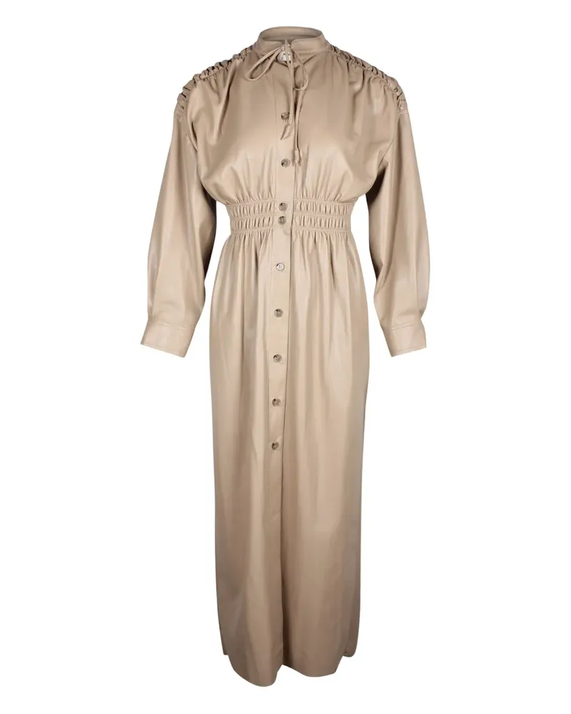 Nanushka shirred leather midi dress - Nude Nude