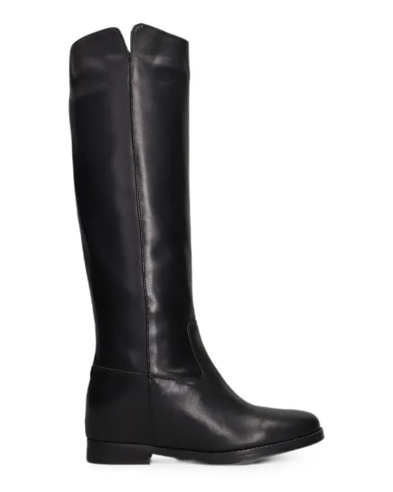 Julie Dee Kniehohe Stiefel mit runder Kappe - Schwarz Schwarz