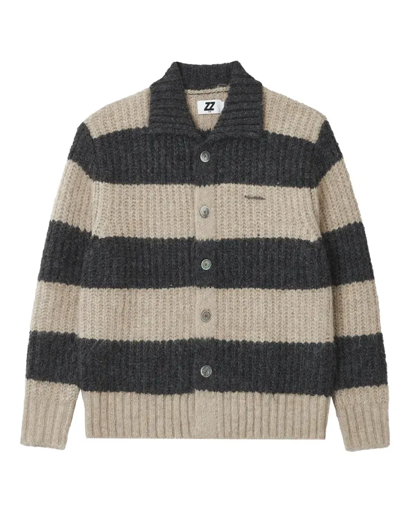 Izzue Gestreifter Cardigan aus Rippstrick - Nude Nude