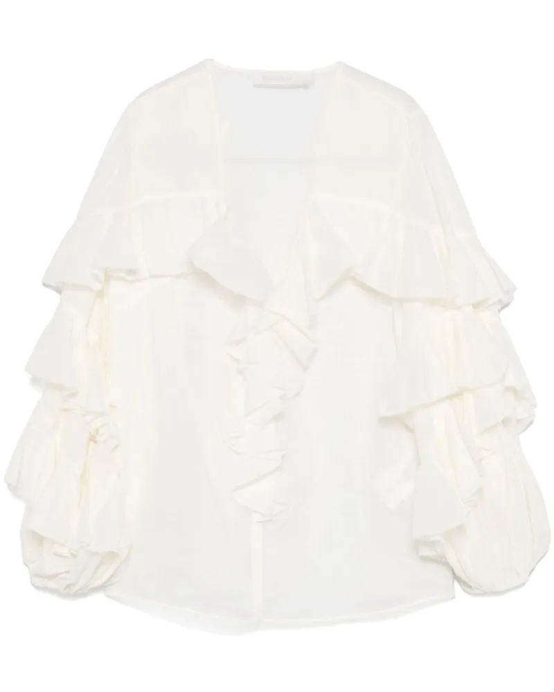 Zimmermann Gerüschte Bluse im Mustermix - Weiß Weiß