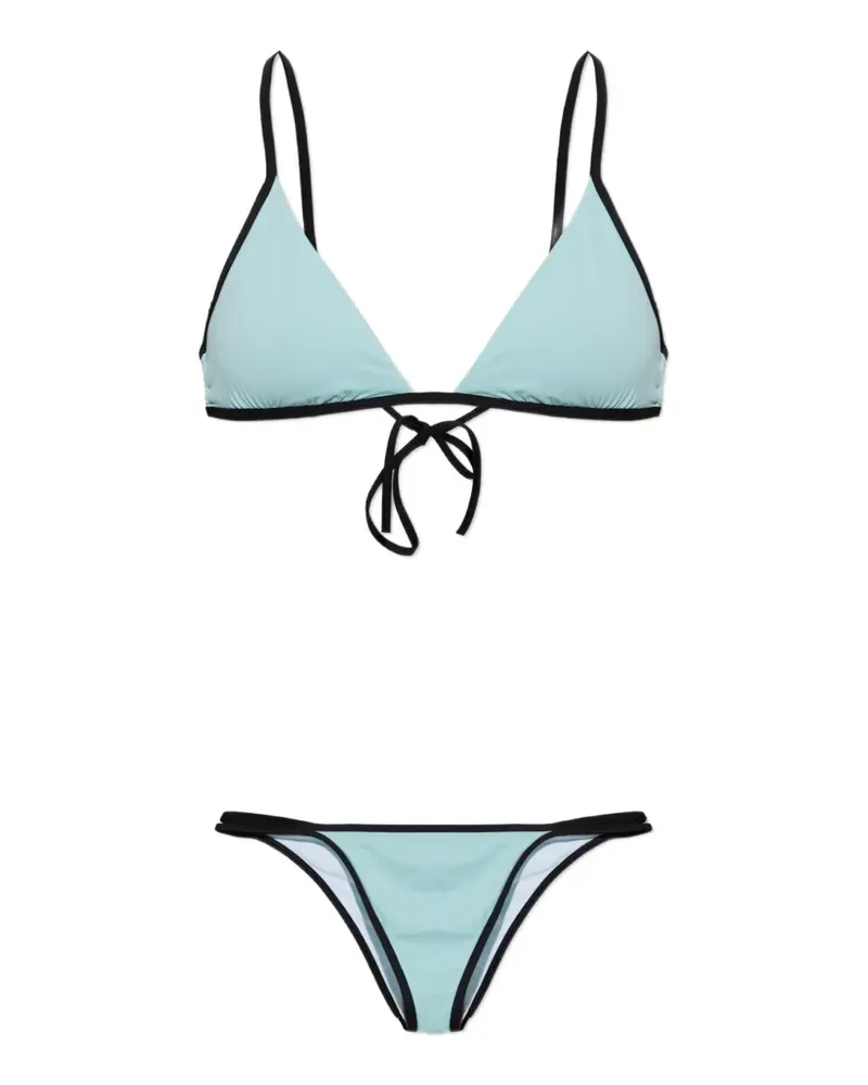 Balmain contrast-trim triangle bikini - Blau Blau