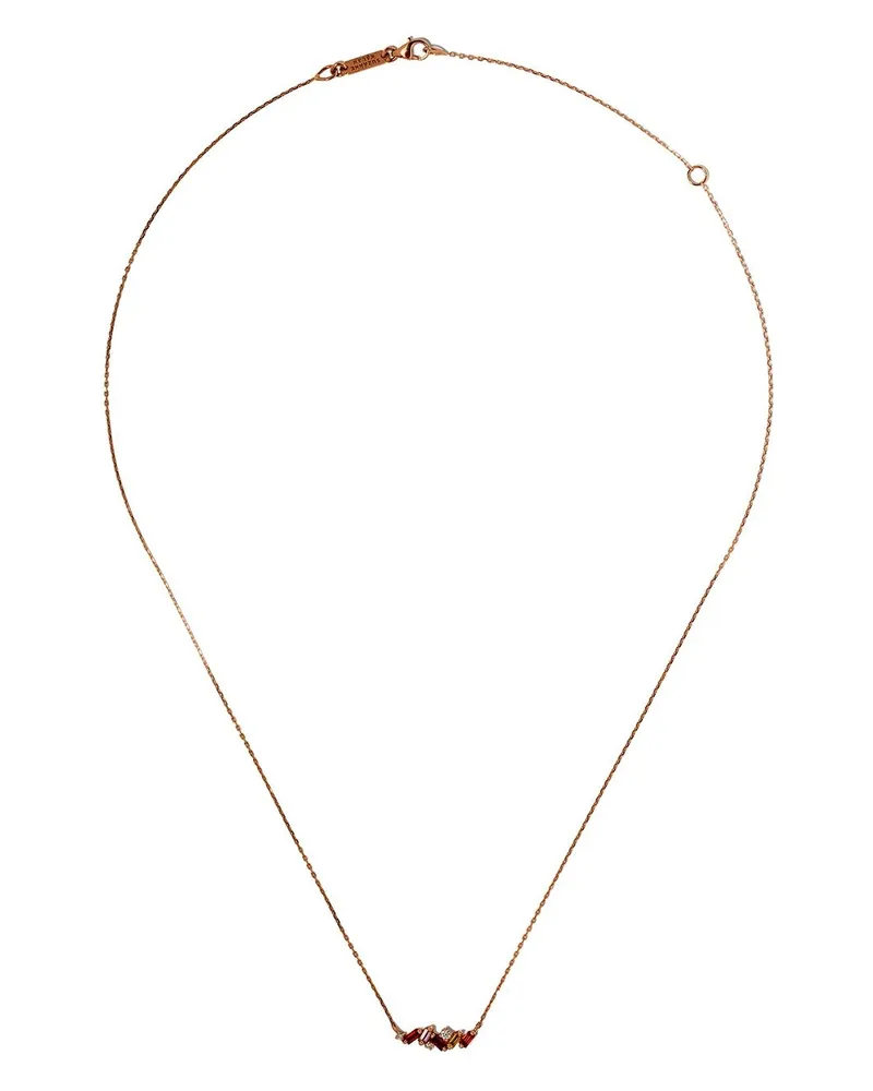 Suzanne Kalan 18kt rose gold diamond sapphire Rainbow necklace - Mehrfarbig Mehrfarbig