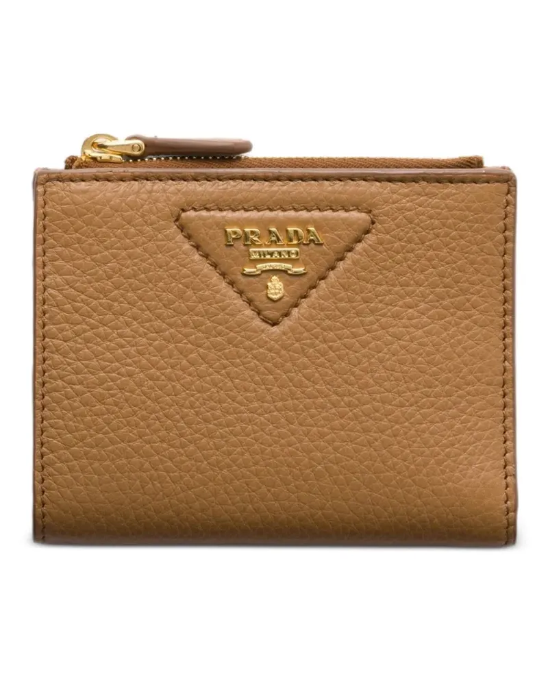 Prada Kleines Portemonnaie aus gekörntem Leder - Braun Braun