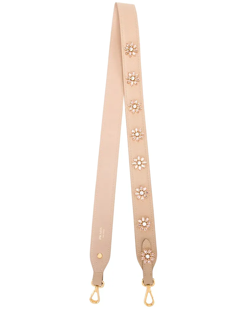 Prada Schulterriemen mit Kristallblumen - Nude Nude