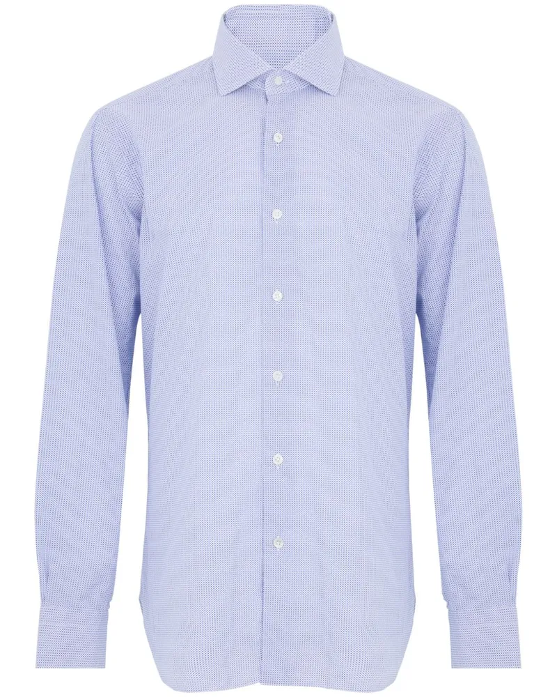 BARBA Hemd mit Punkte-Print - Blau Blau