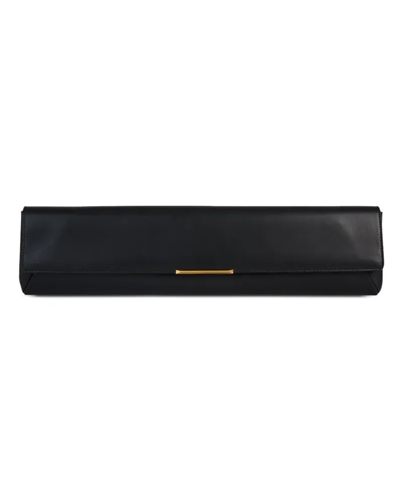 Balmain Lange Clutch aus glattem Leder - Schwarz Schwarz