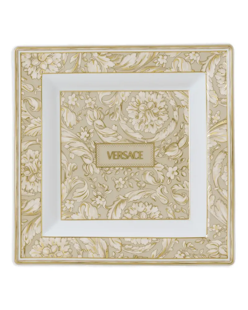 Versace Eckiges Tablett mit Barocco-Print (22cm) - Nude Nude