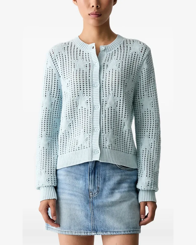 Vans star-intarsia pointelle-knit cardigan - Blau Blau