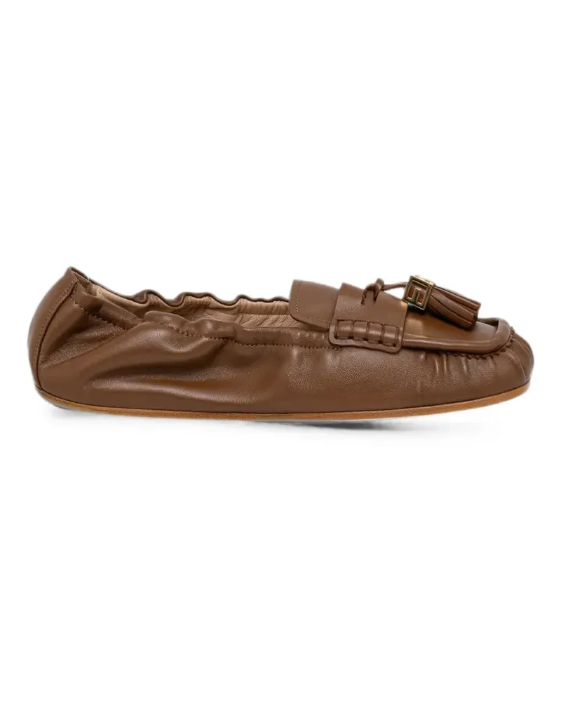 Elisabetta Franchi tassel-detail calf leather loafers - Braun Braun